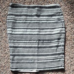 LOFT Monochrome Geometric Pencil Skirt